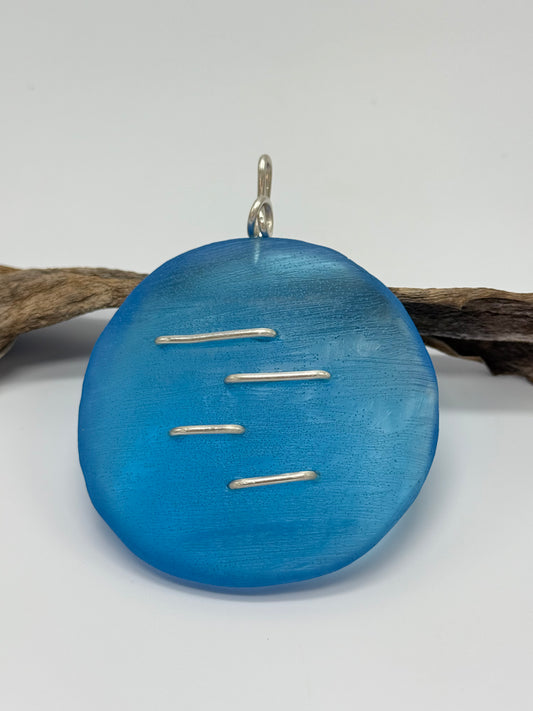 Translucent Blue resin & sterling silver pendant