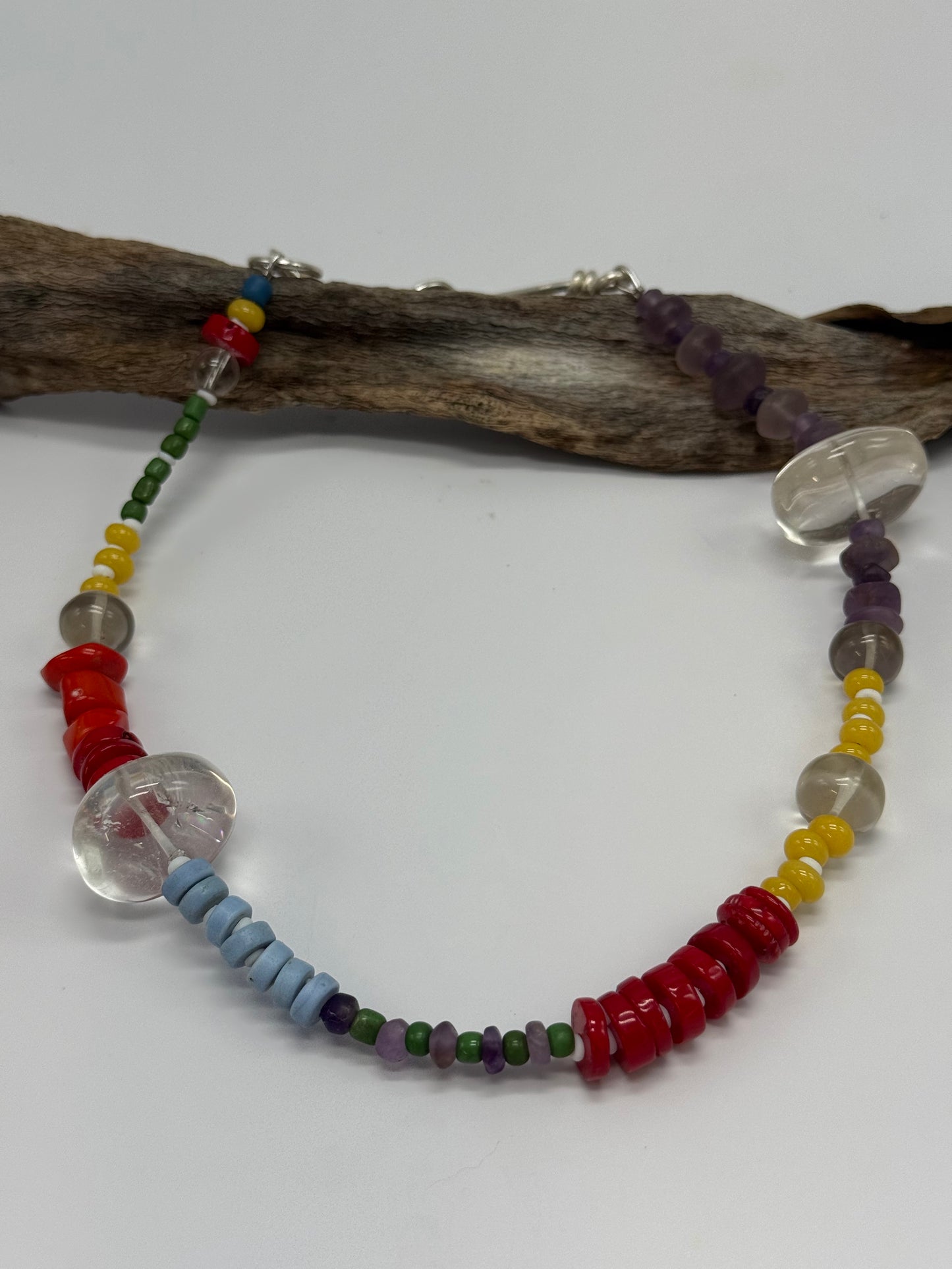 Multi coloured semi precious stones with Sterling silver catch - 'a little bit of everything'