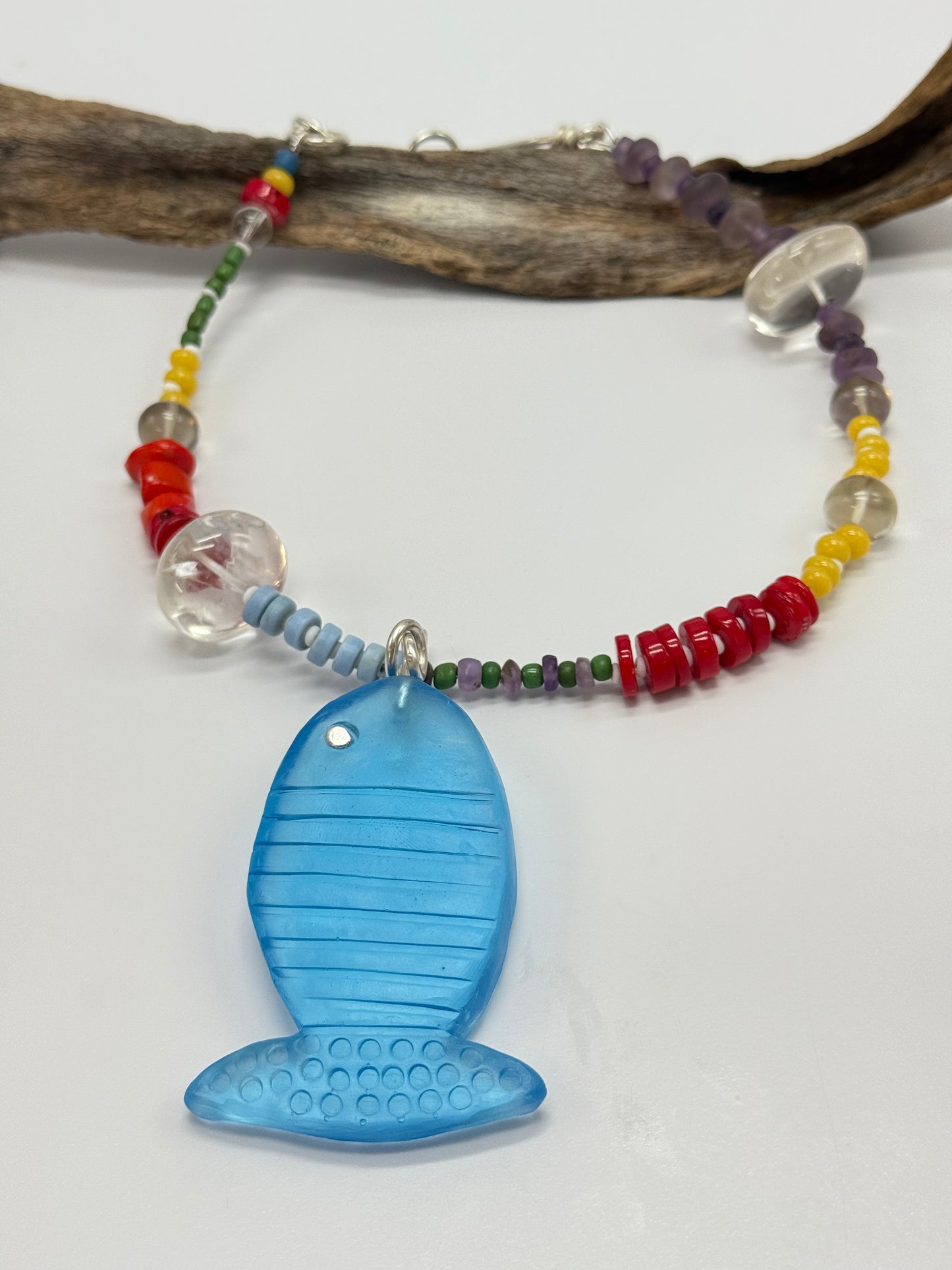 Multi coloured semi precious stones with Sterling silver catch - 'a little bit of everything'