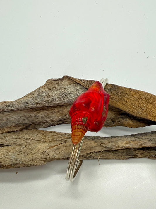 Fine Sterling Silver cuff with Orange/Red Resin Conch Shell