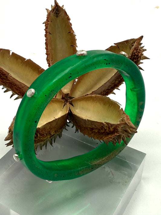 Jade Green/gold resin KWD Classic & silver Bangle