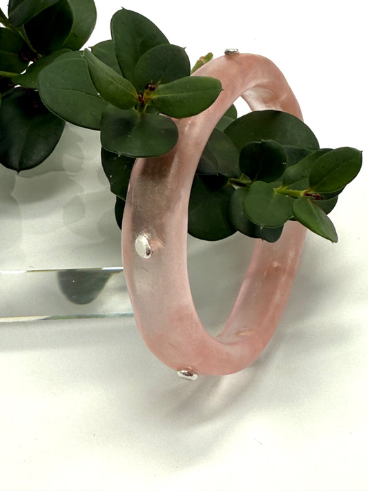 Mushroom Pink/gold  KWD Classic Resin Bangle with silver rivets- XL