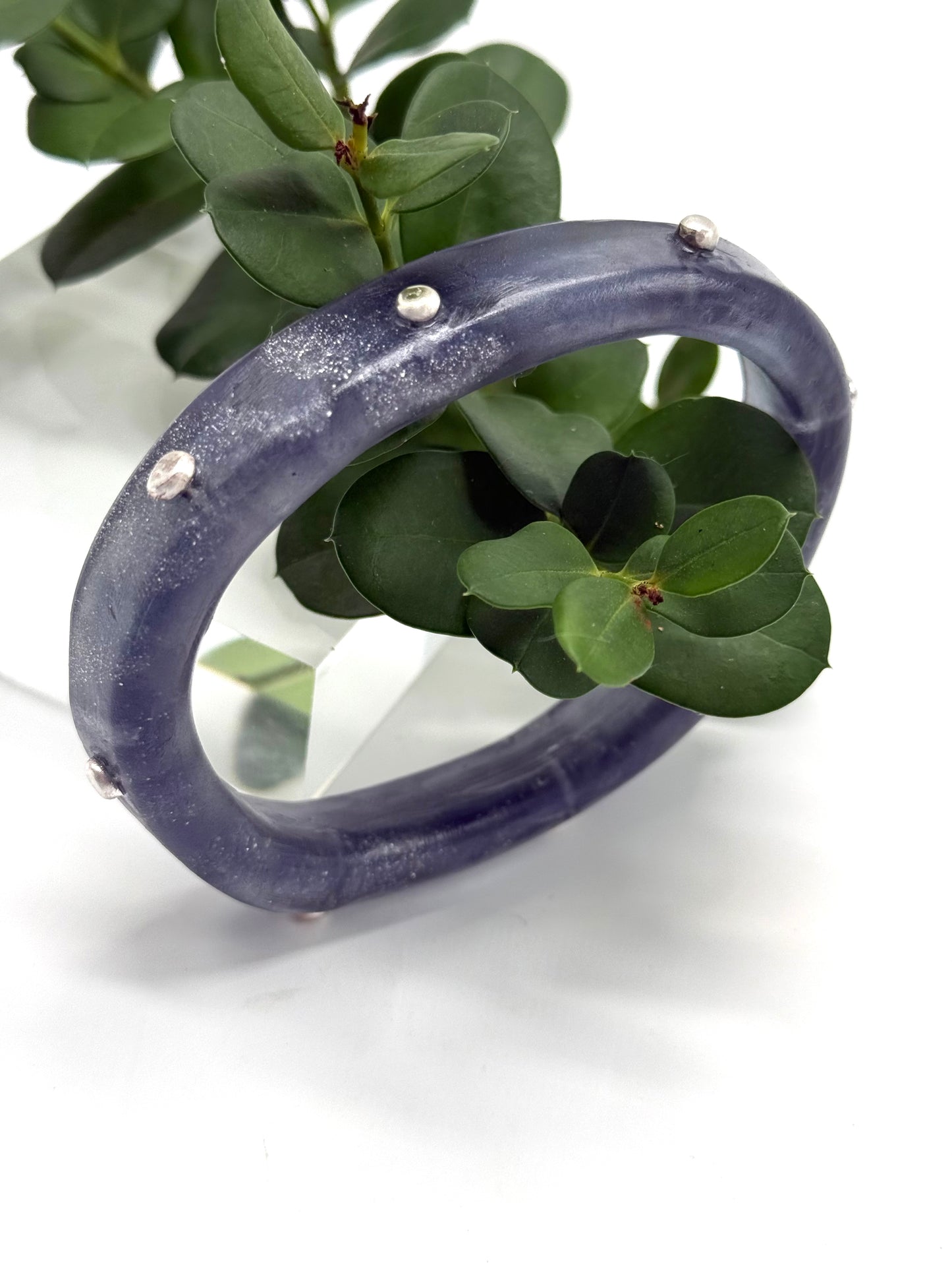 Navy with silver KWD Classic Resin Bangle - XL