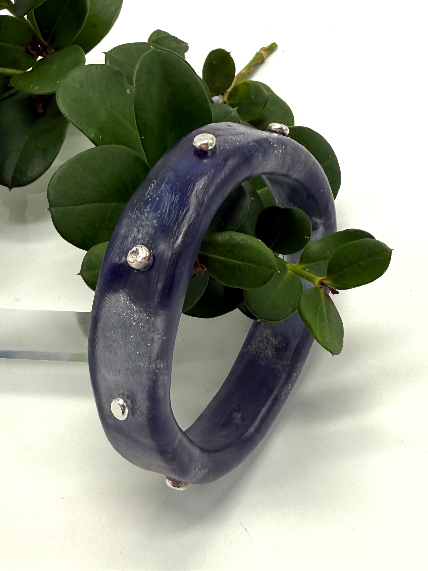 Navy/silver KWD Classic Resin Bangle - XS
