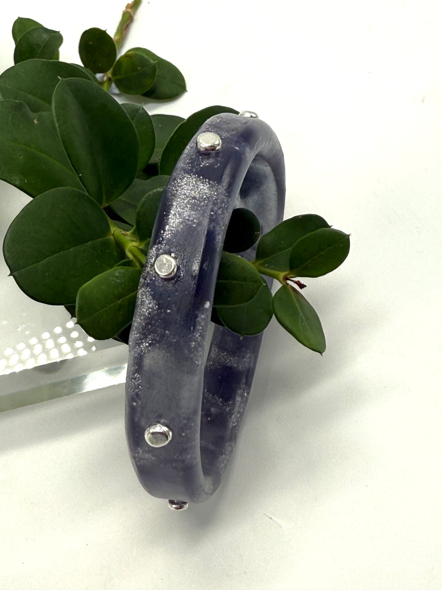Navy/silver resin KWD Classic & silver Bangle