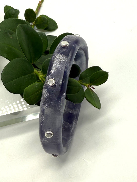Navy/silver resin KWD Classic & silver Bangle