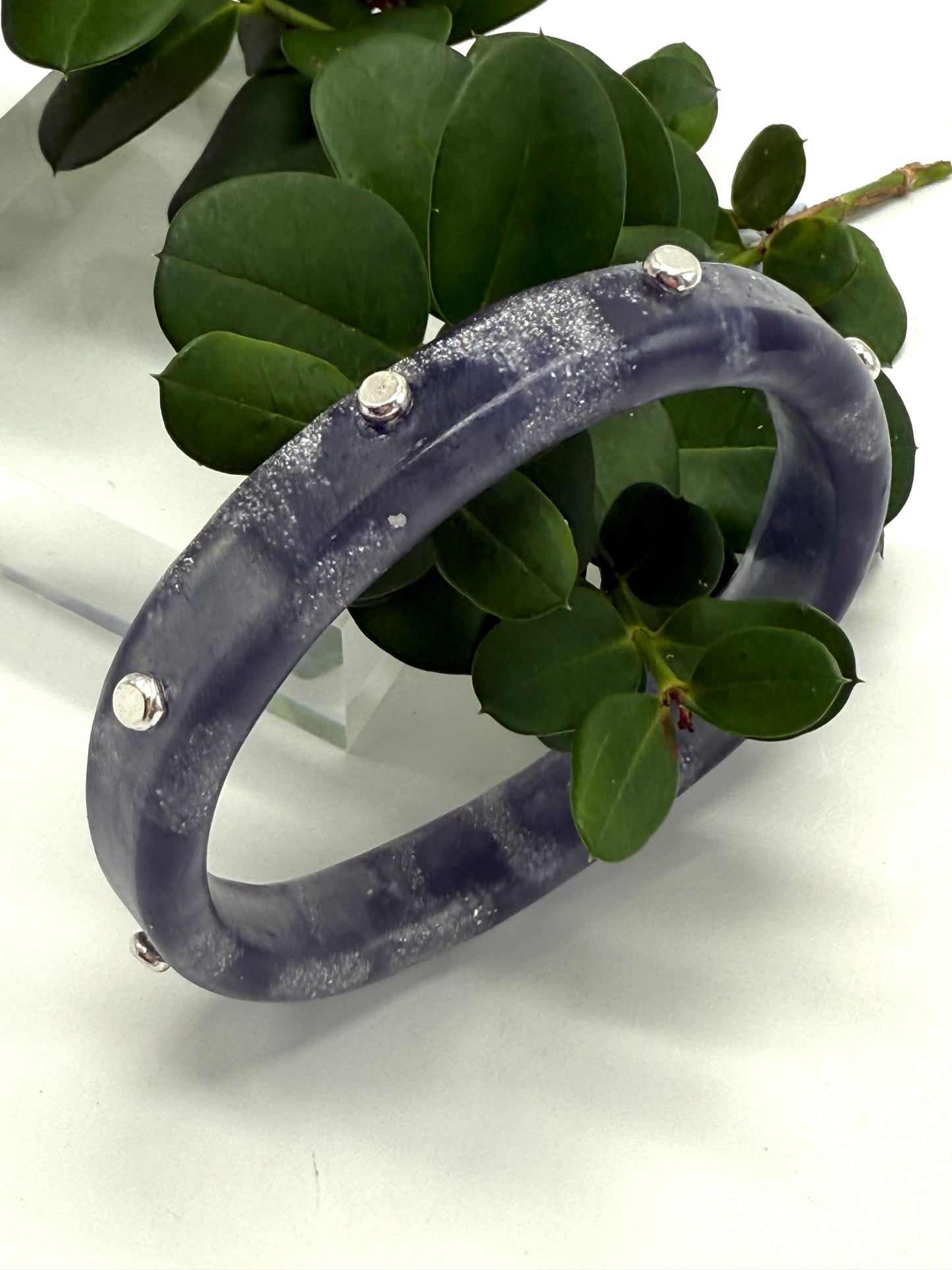 Navy/silver resin KWD Classic & silver Bangle