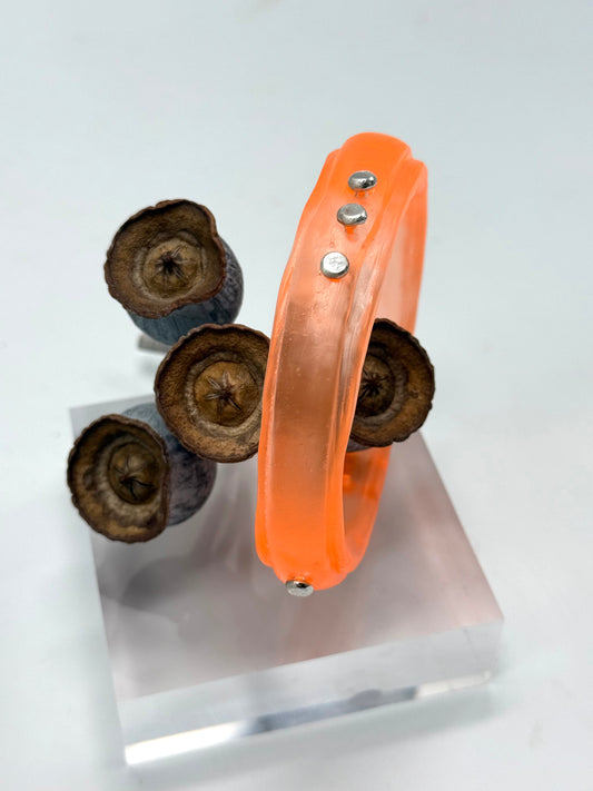 Orange Rim resin bangle with Sterling silver