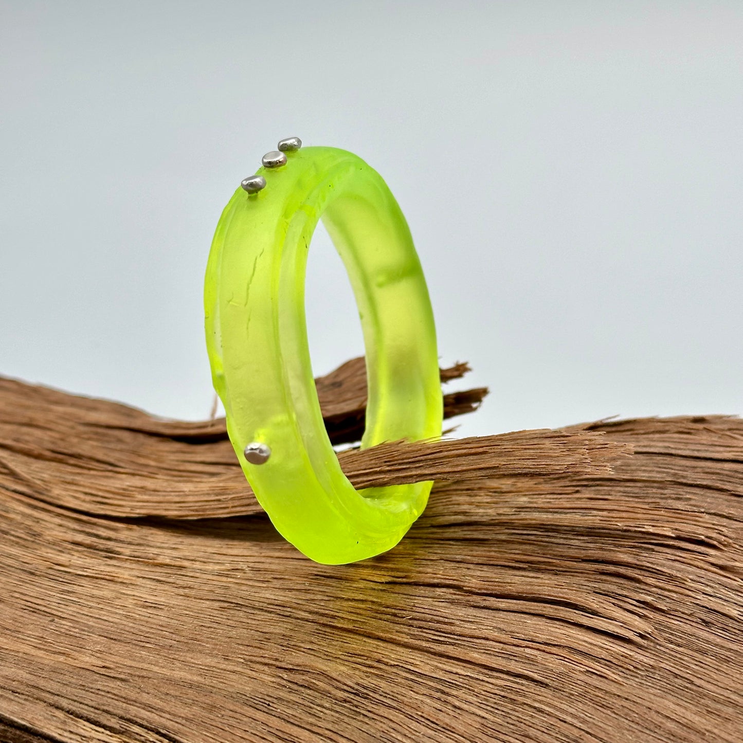 Neon Yellow KWD Rim resin bangle with Sterling silver
