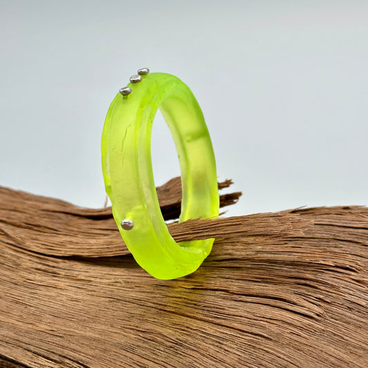 Neon Yellow KWD Rim resin bangle with Sterling silver