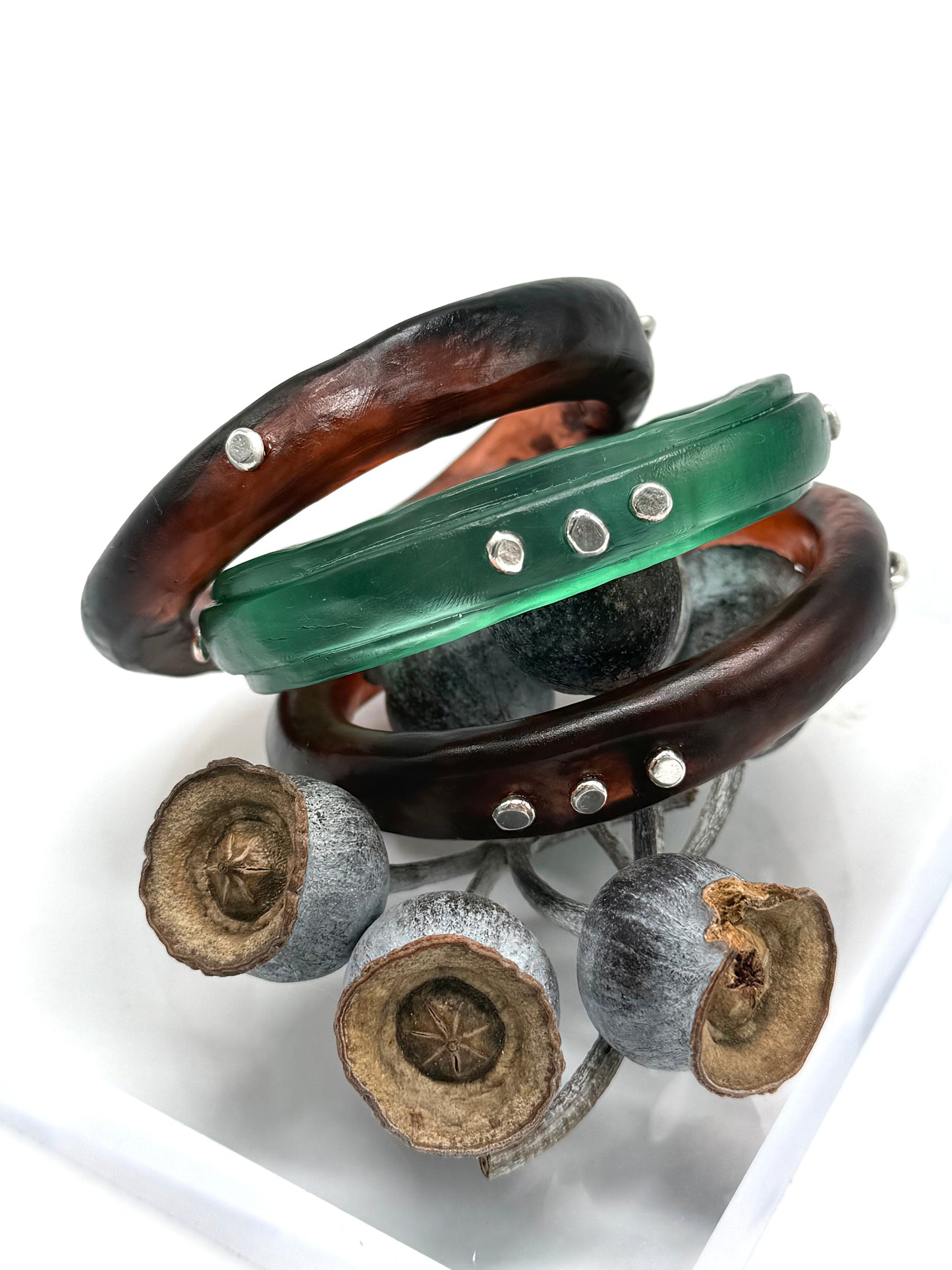 Tortoise Shell resin woopy bangle - XL