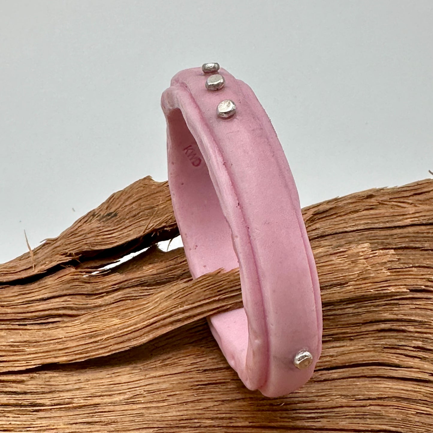 Soft Pink KWD Rim resin bangle with Sterling silver