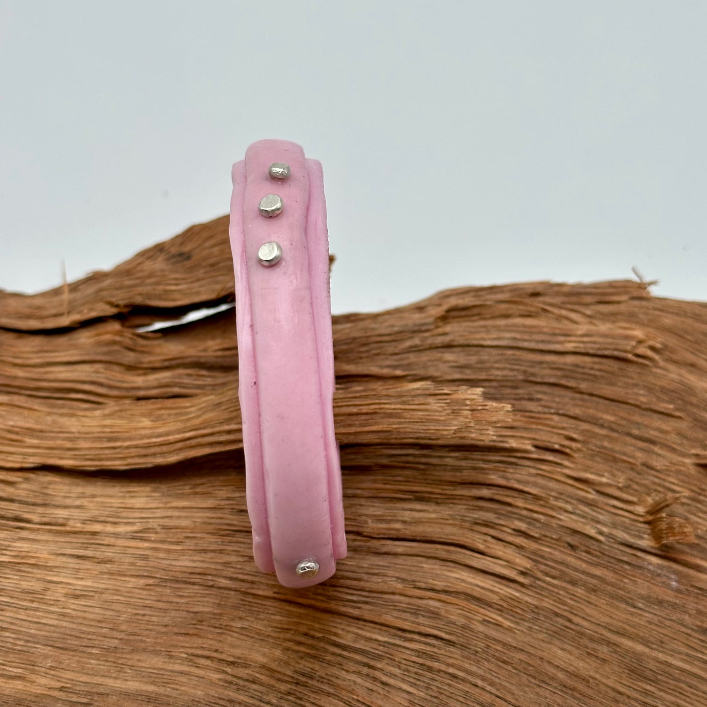 Soft Pink KWD Rim resin bangle with Sterling silver