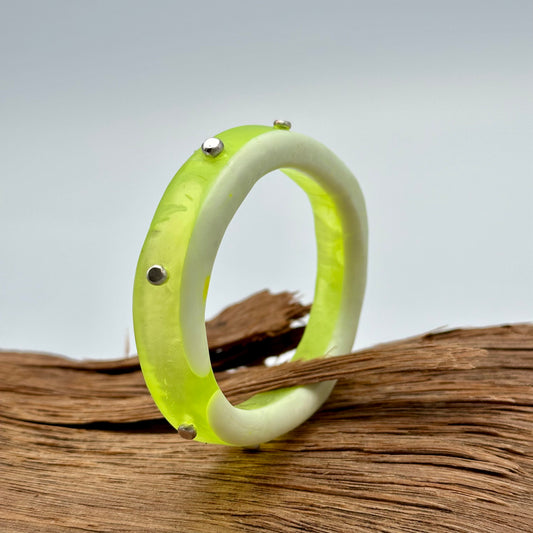 Neon Yellow/White KWD Classic Resin Bangle - XL