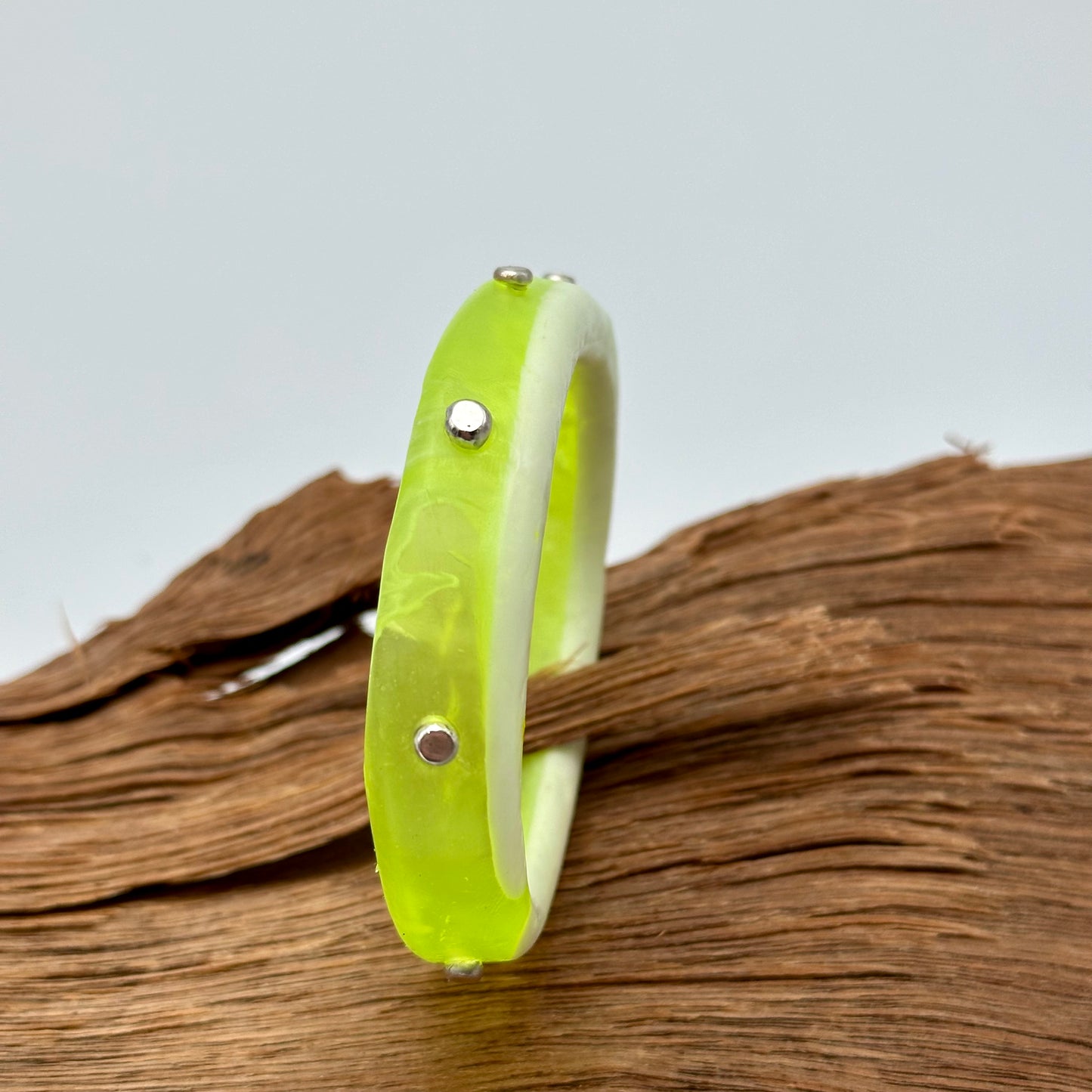 Neon Yellow/White KWD Classic Resin Bangle - XL