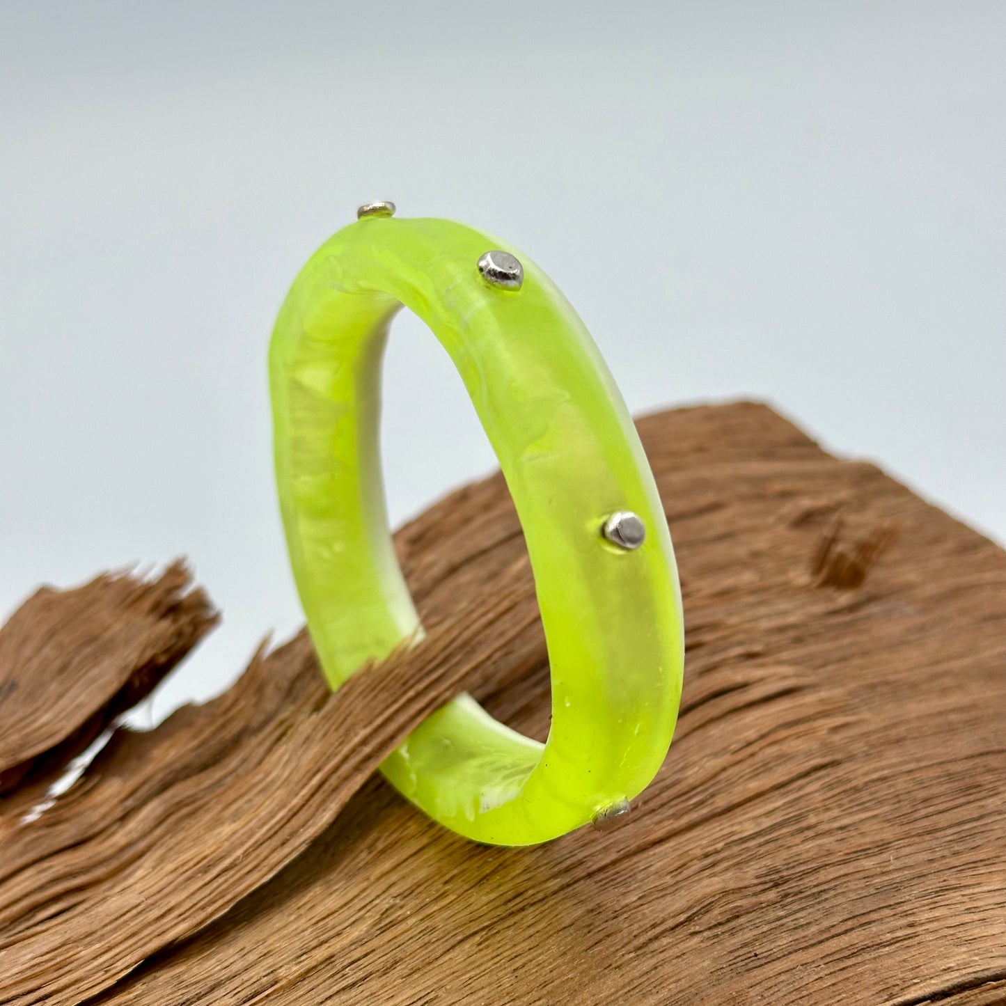 Neon Yellow/White KWD Classic Resin Bangle - XL