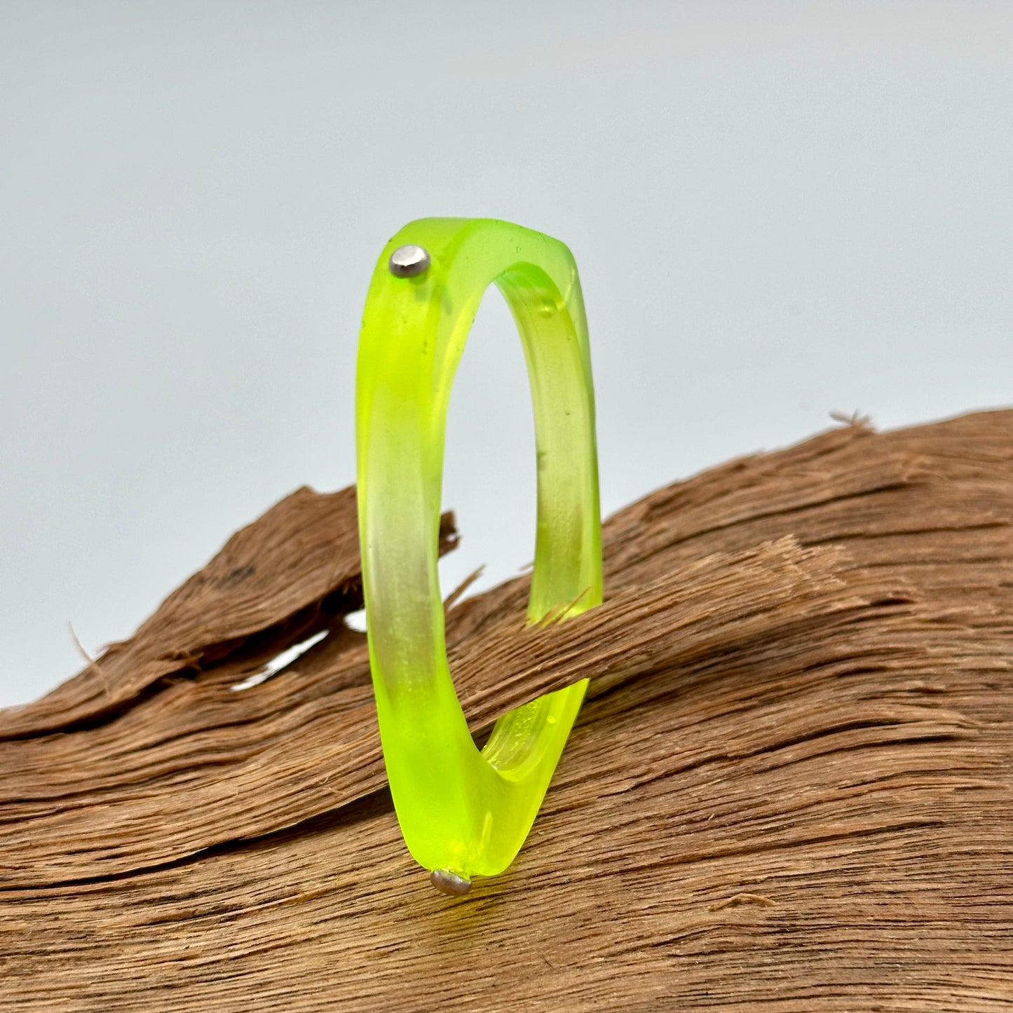 Neon Yellow Square Round KWD Classic Resin & Silver Bangle