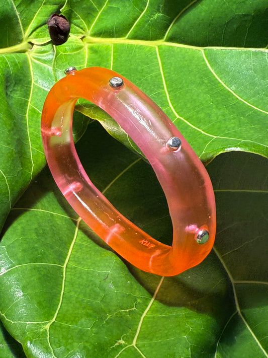Neon Pink/Orange resin KWD Classic & silver Bangle