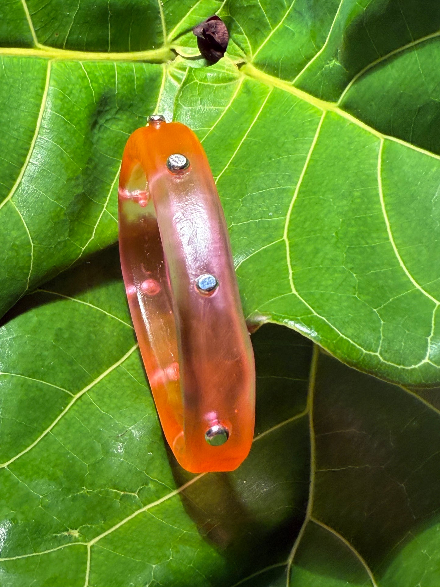Neon Pink/Orange resin KWD Classic & silver Bangle