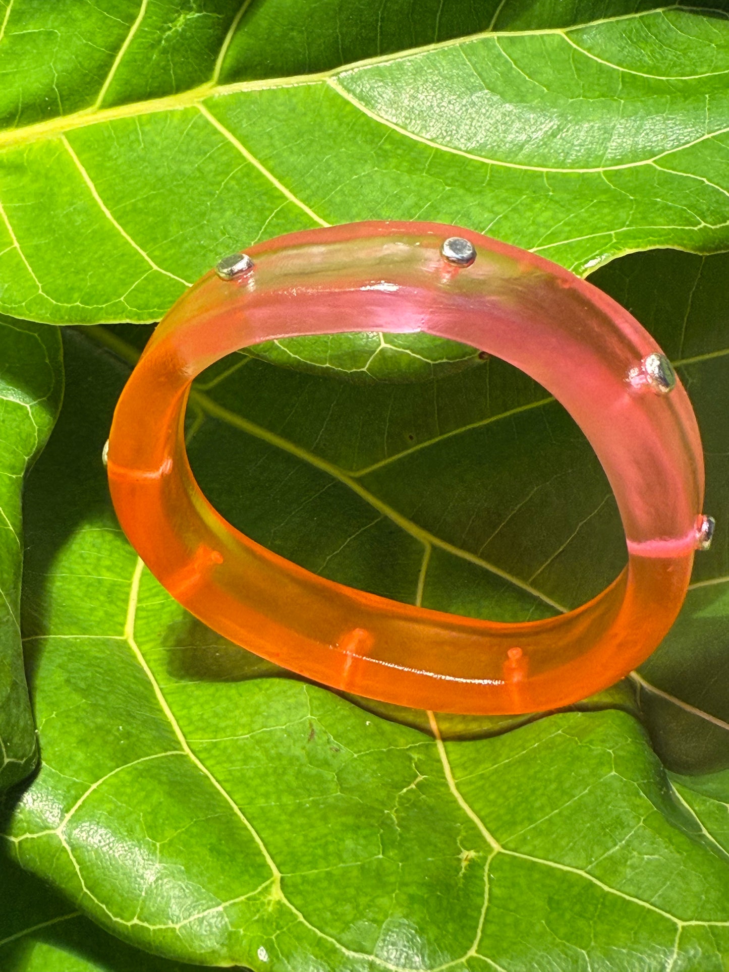 Neon Pink/Orange KWD Classic Resin Bangle - XS