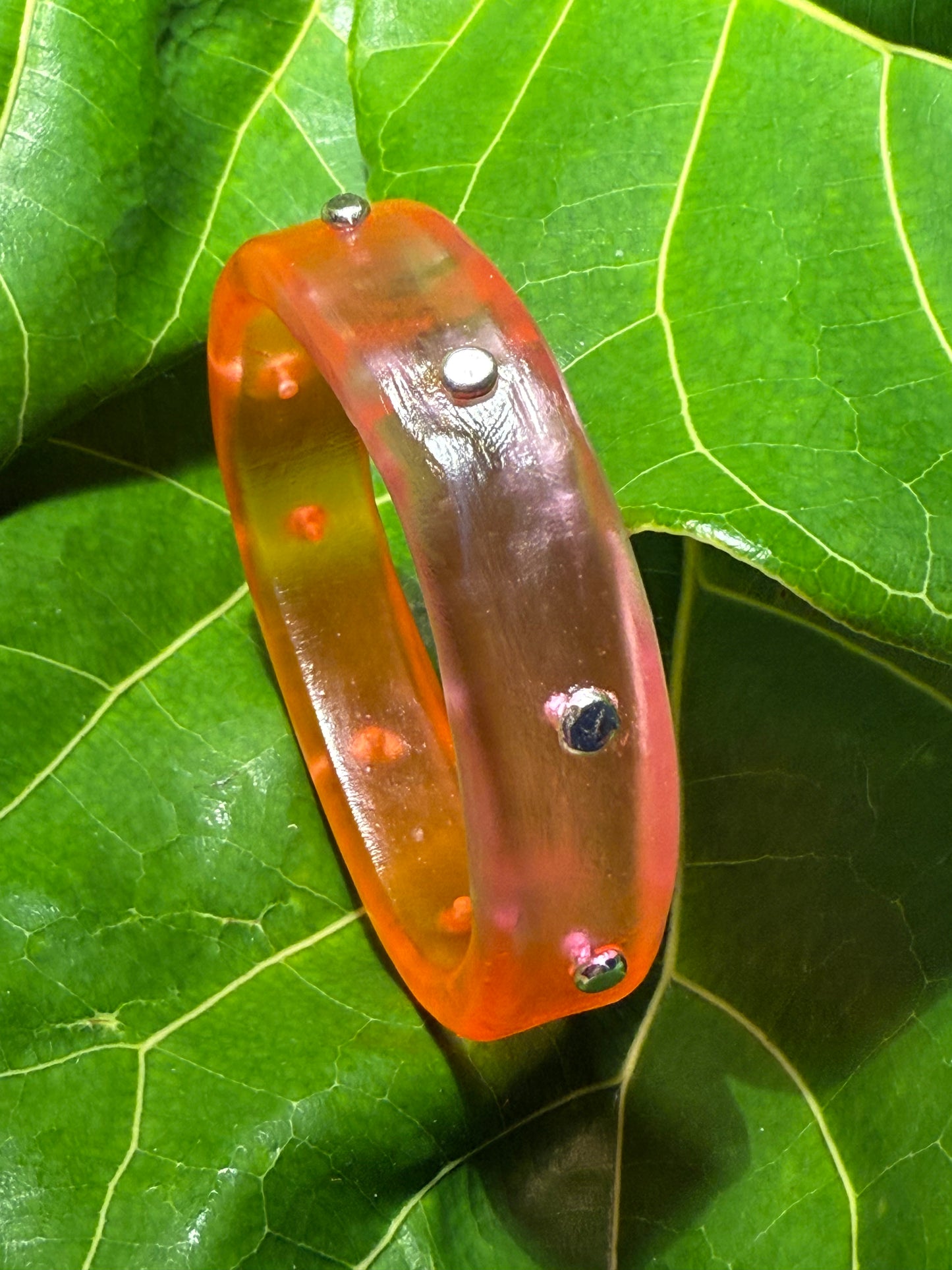 Neon Pink/Orange KWD Classic Resin Bangle - XS