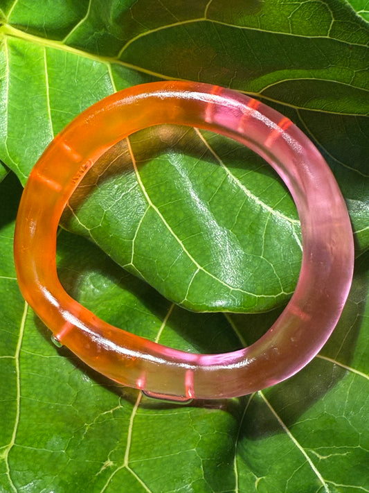 Neon Pink/Orange resin woopy bangle - XL