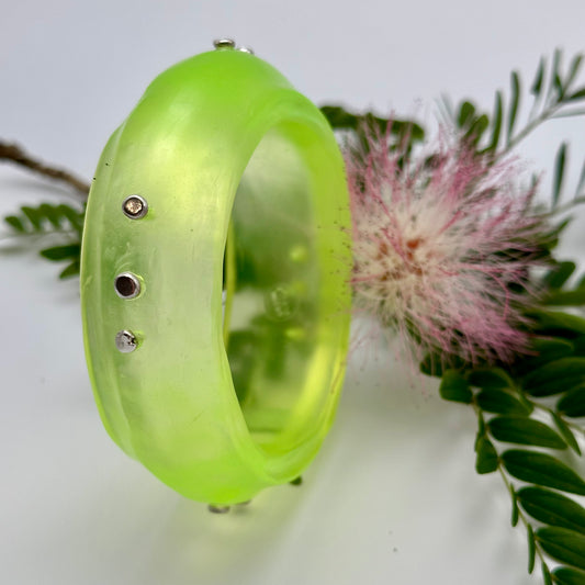 Translucent Neon Yellow Resin with sterling silver - XL