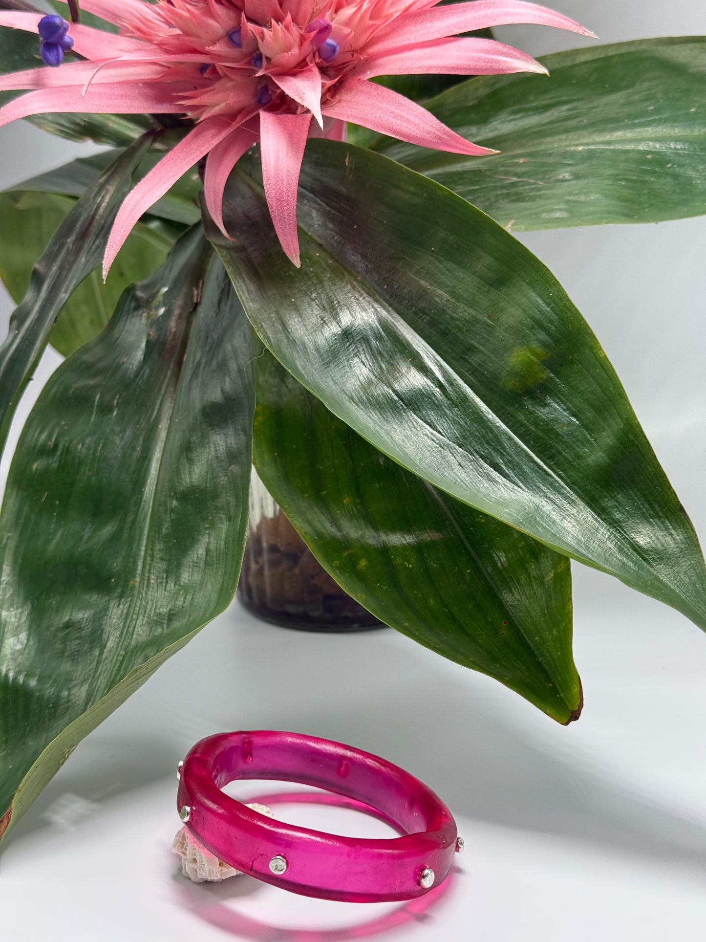 Translucent Strawberry Red resin Thick KWD Classic & silver Bangle