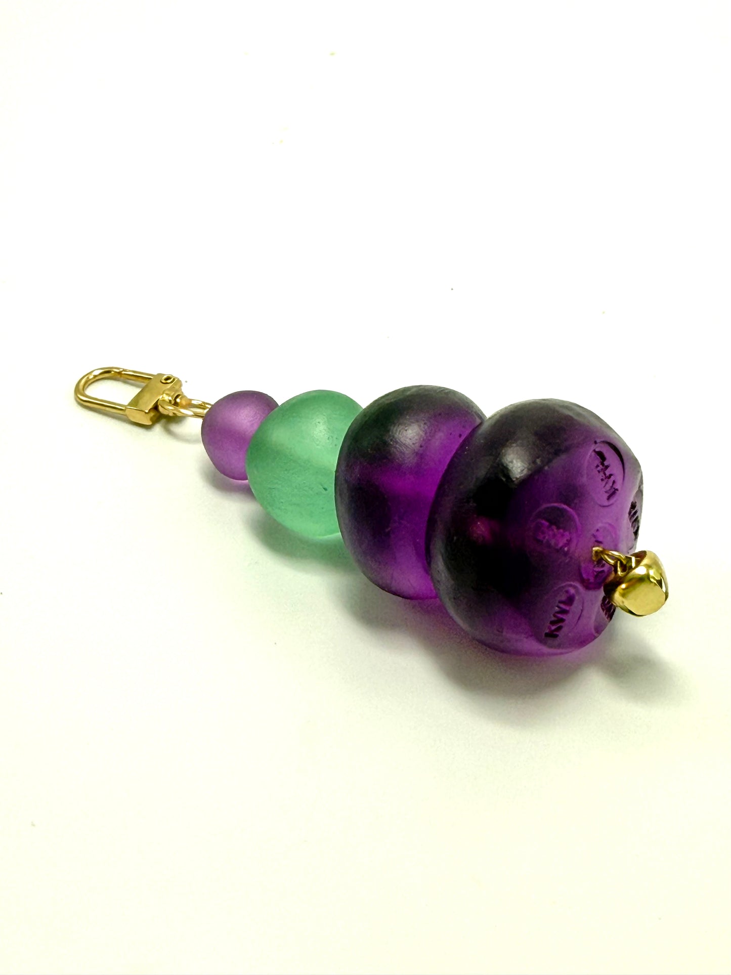 Key Chain - Mixture of Purple & green resin coloured beads with gold finishes