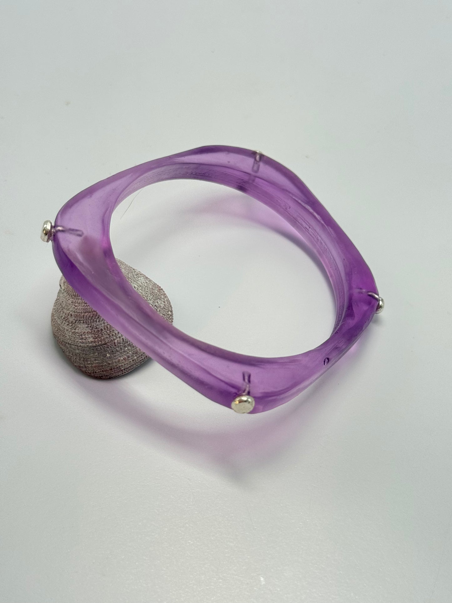 Purple 'square round' bangle with silver