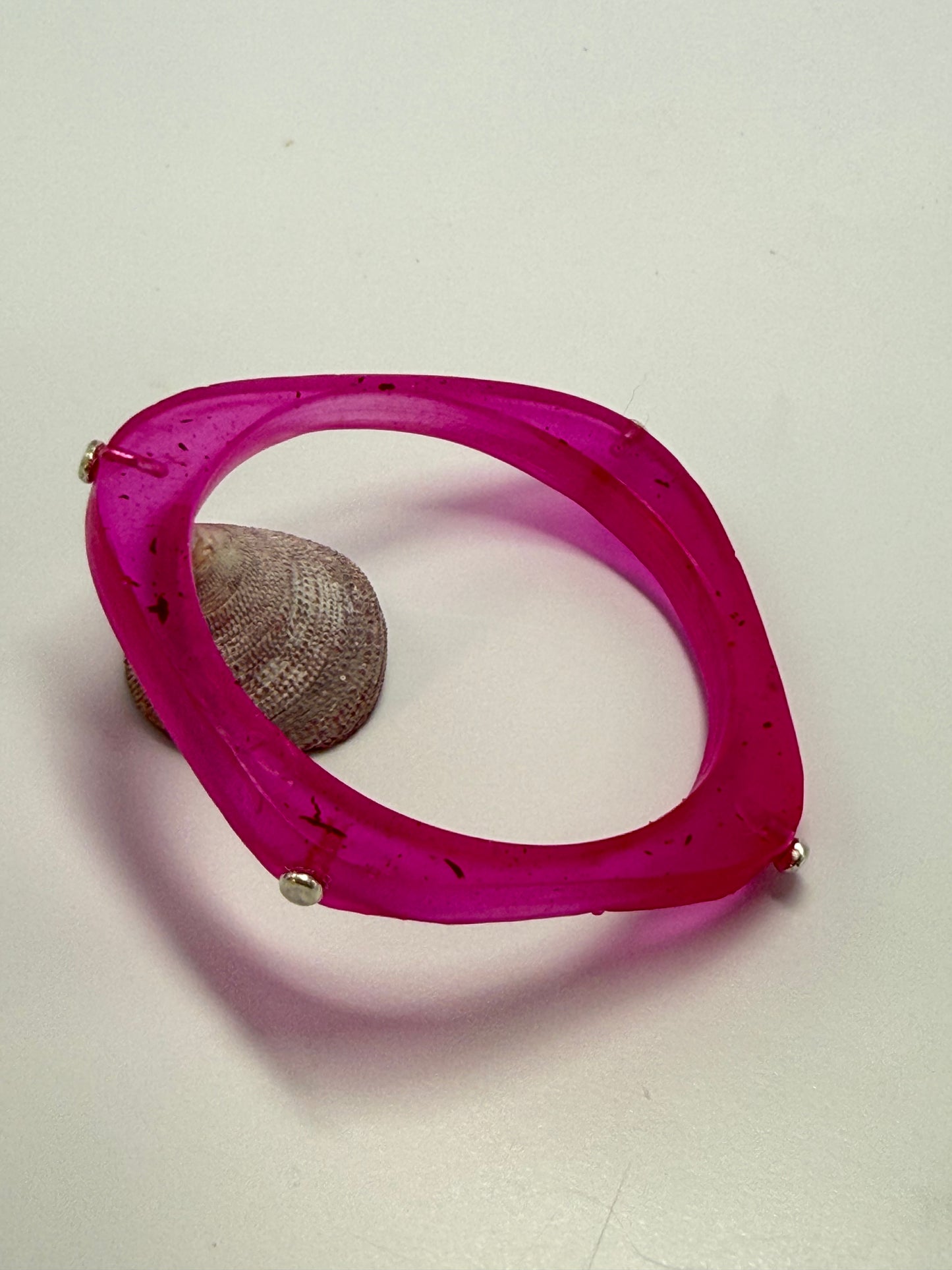 Strawberry 'square round' bangle with silver