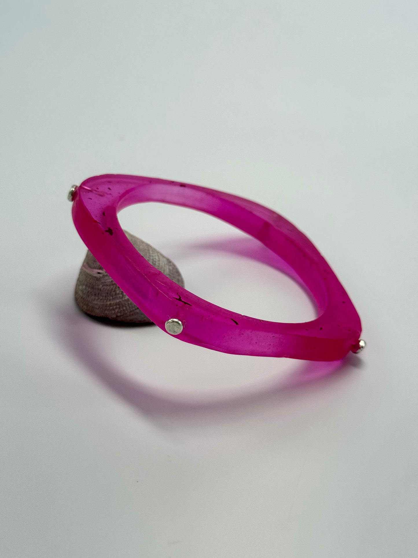 Strawberry 'square round' bangle with silver