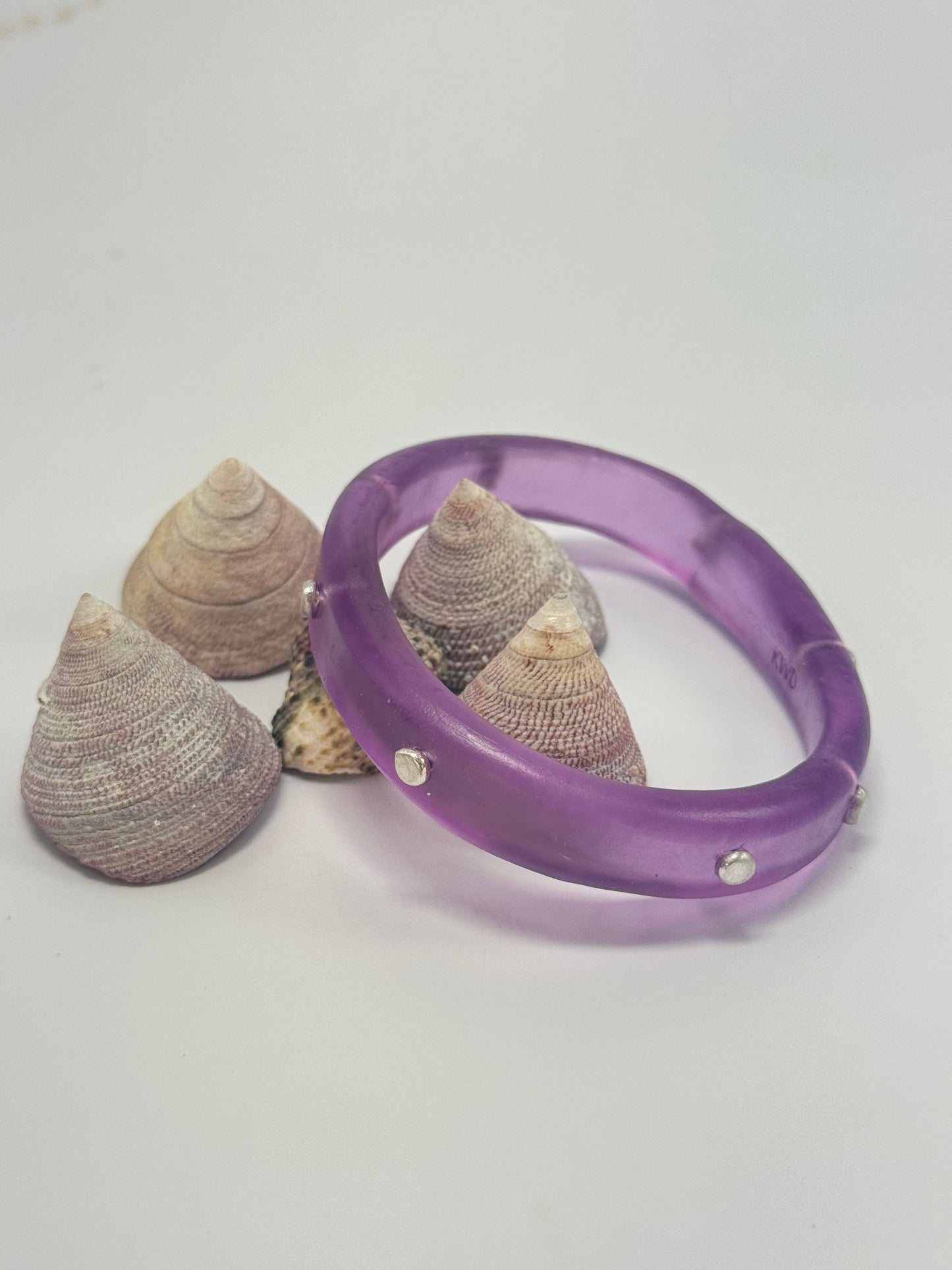 Translucent Purple resin Thick KWD Classic & silver Bangle