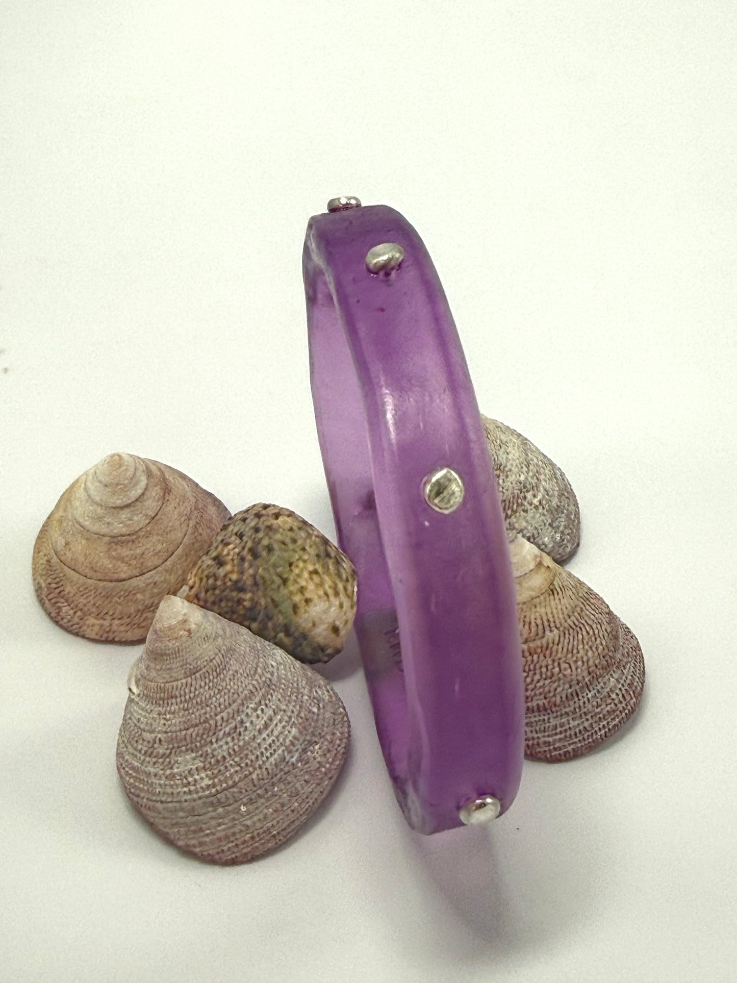 Translucent Purple resin Thick KWD Classic & silver Bangle
