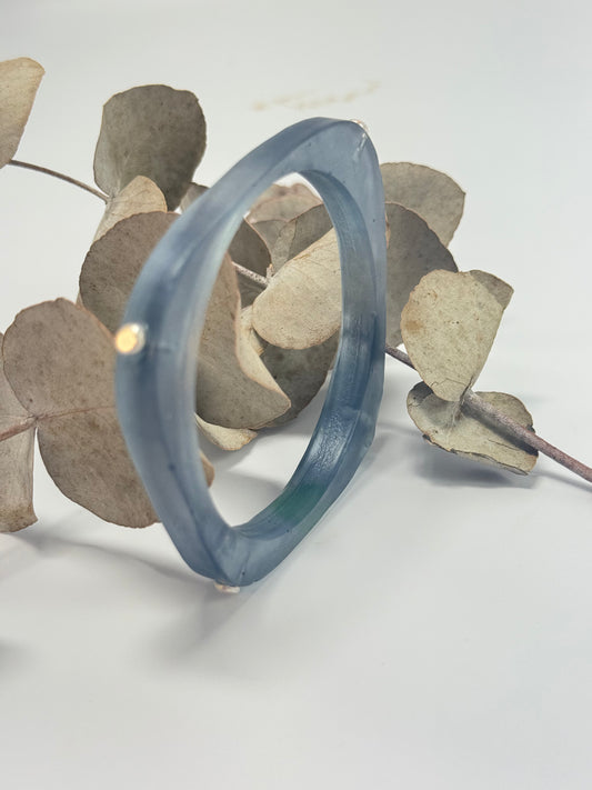 Navy Blue 'square round' bangle with silver