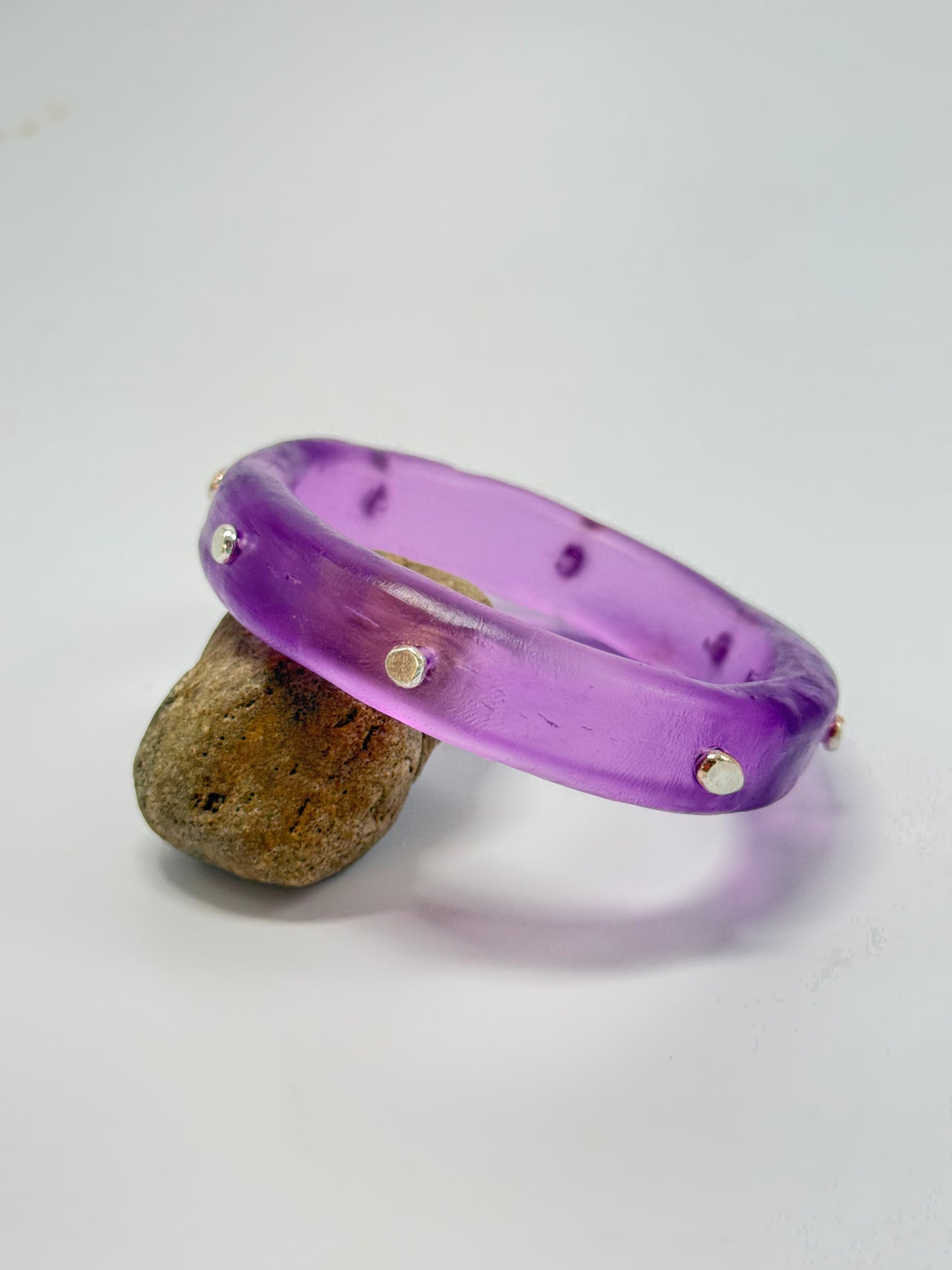 Translucent Purple resin Thick KWD Classic & silver Bangle