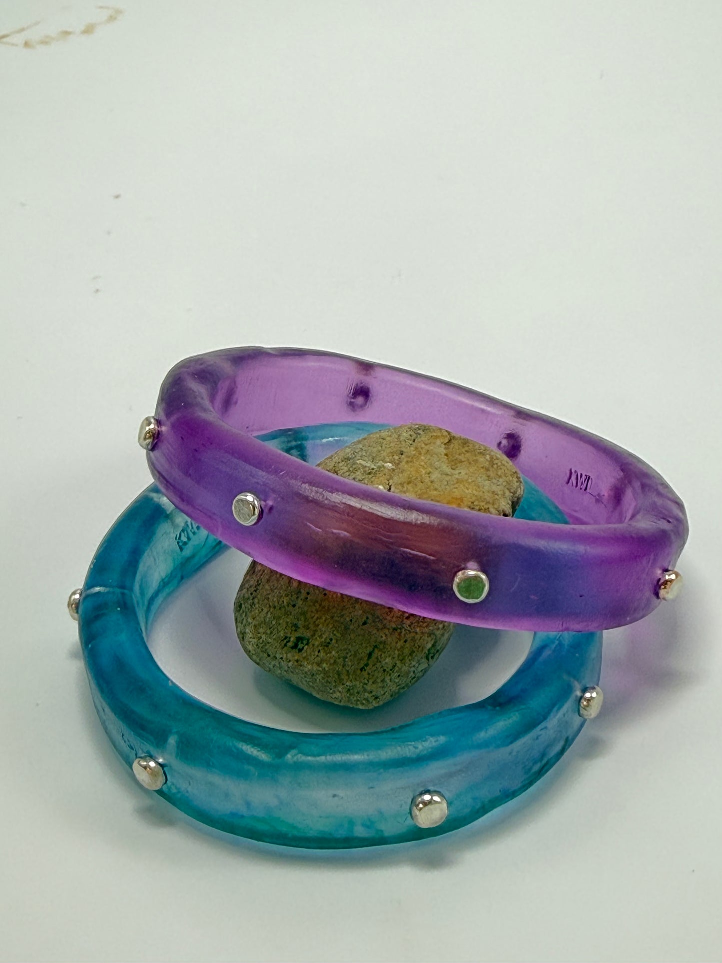 Translucent Purple resin Thick KWD Classic & silver Bangle