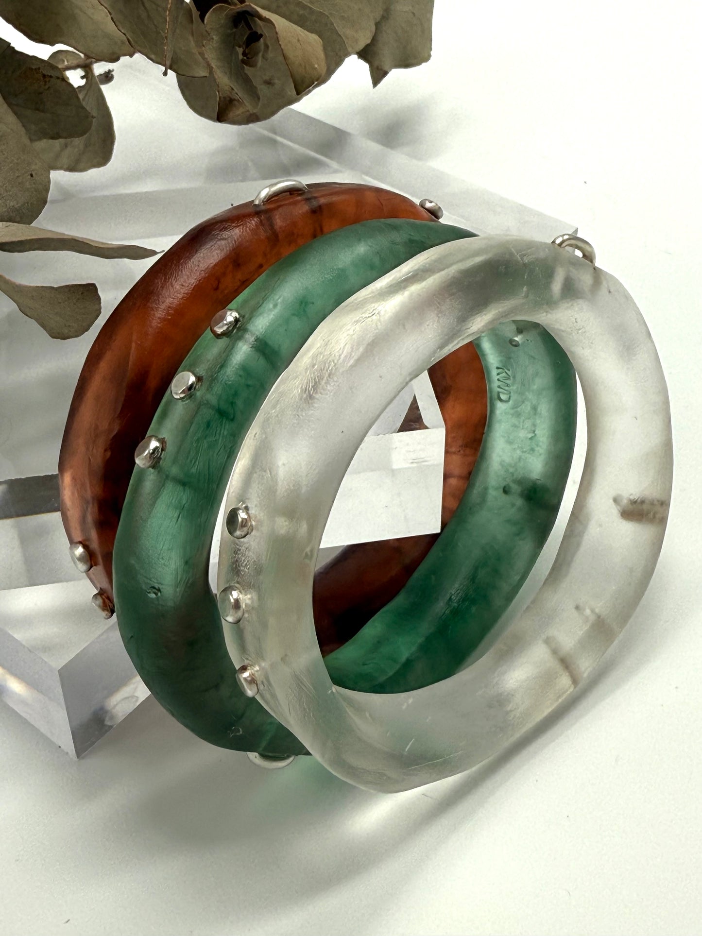 Tortoise shell resin woopy bangle - XL