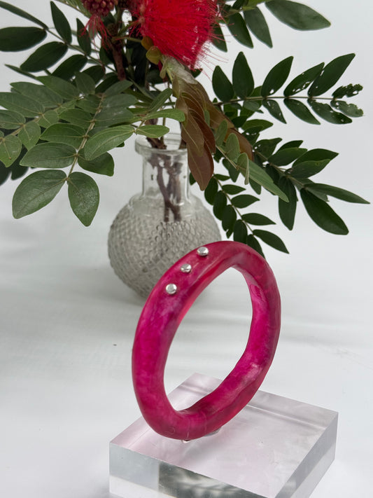 Translucent Strawberry Red resin woopy bangle - XL