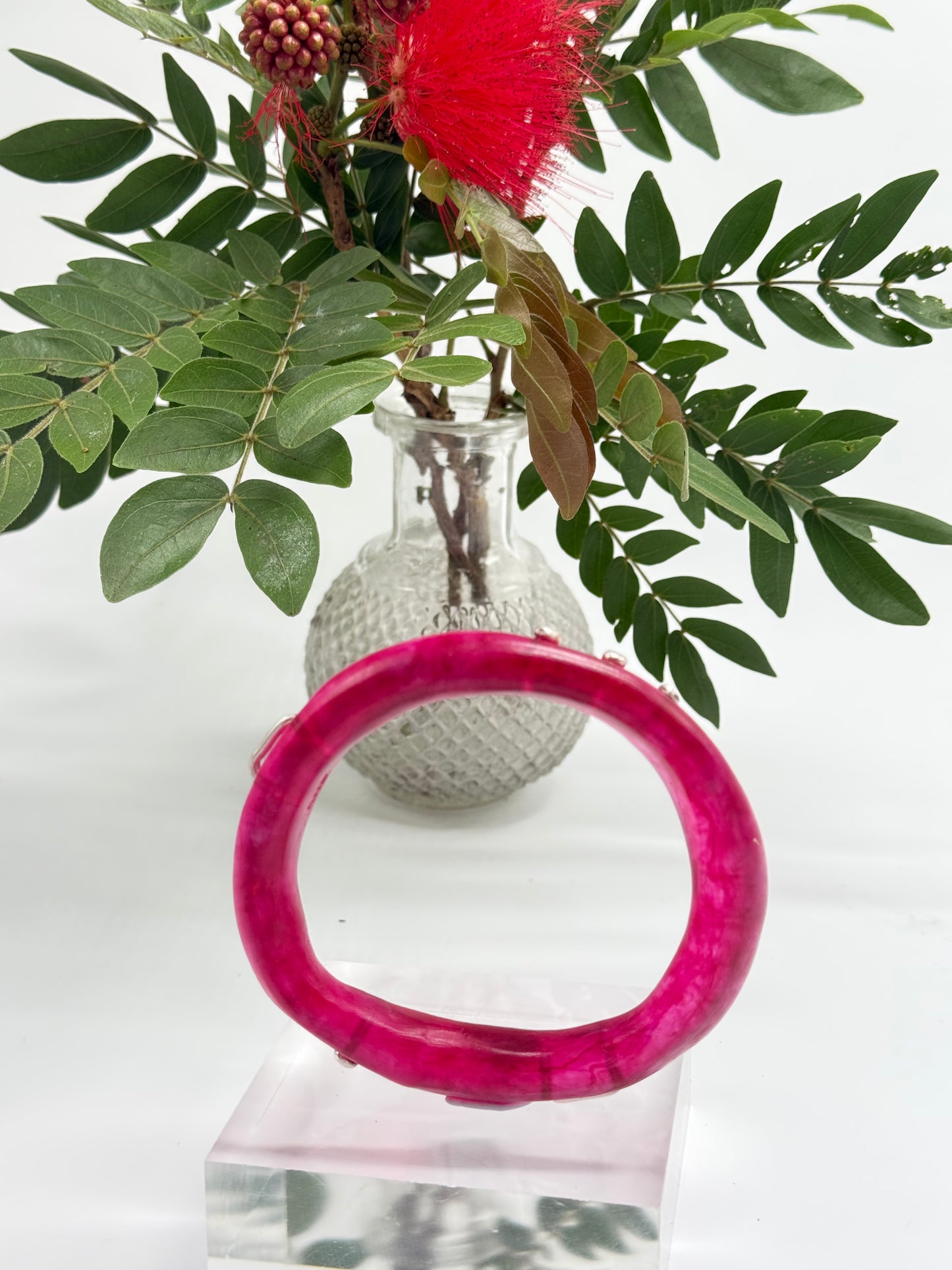 Translucent Strawberry Red resin woopy bangle - XL