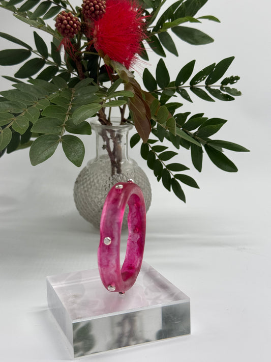 Strawberry Red resin KWD Classic & silver Bangle