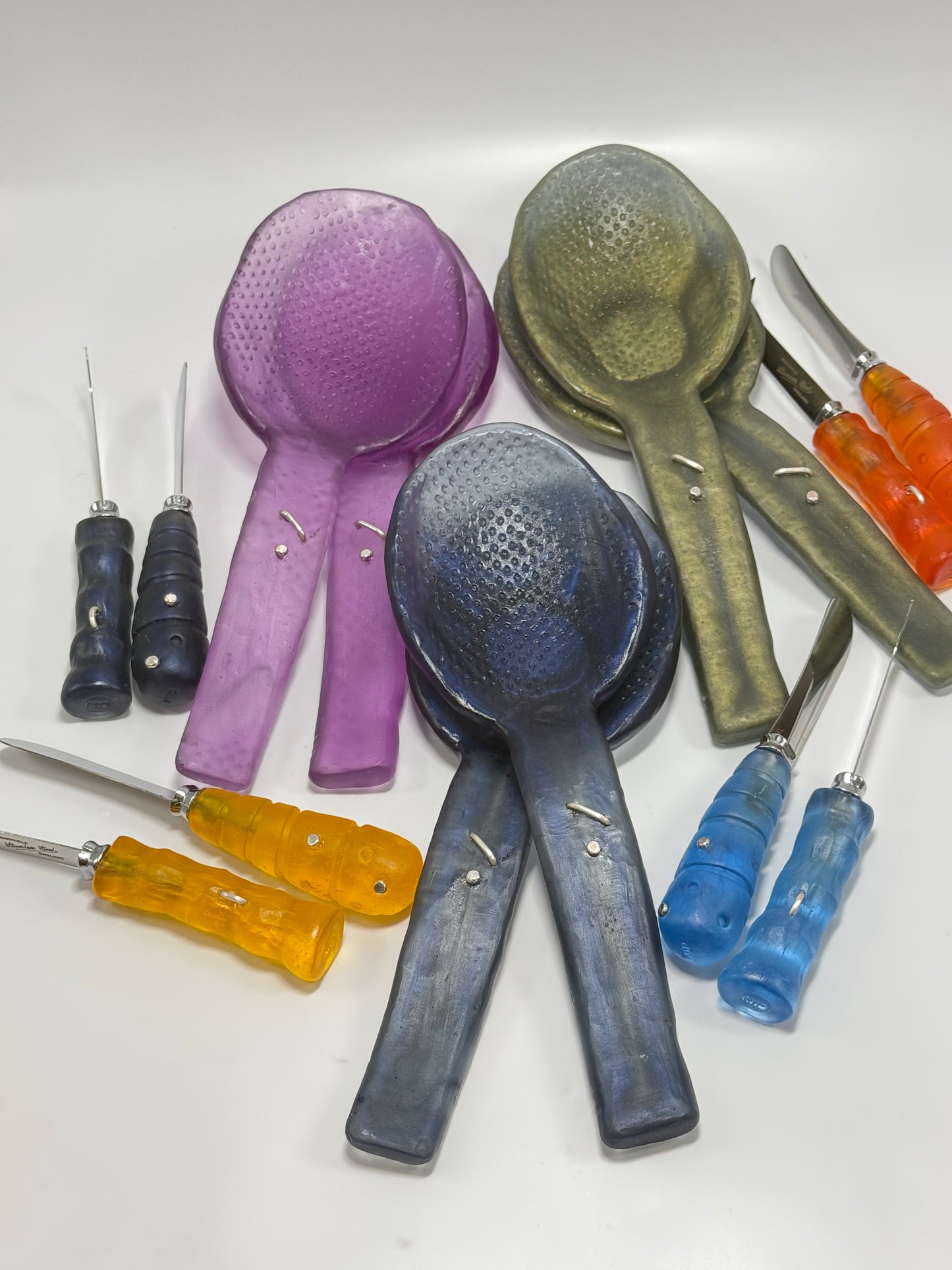 Salad Servers - Translucent Purple resin and silver