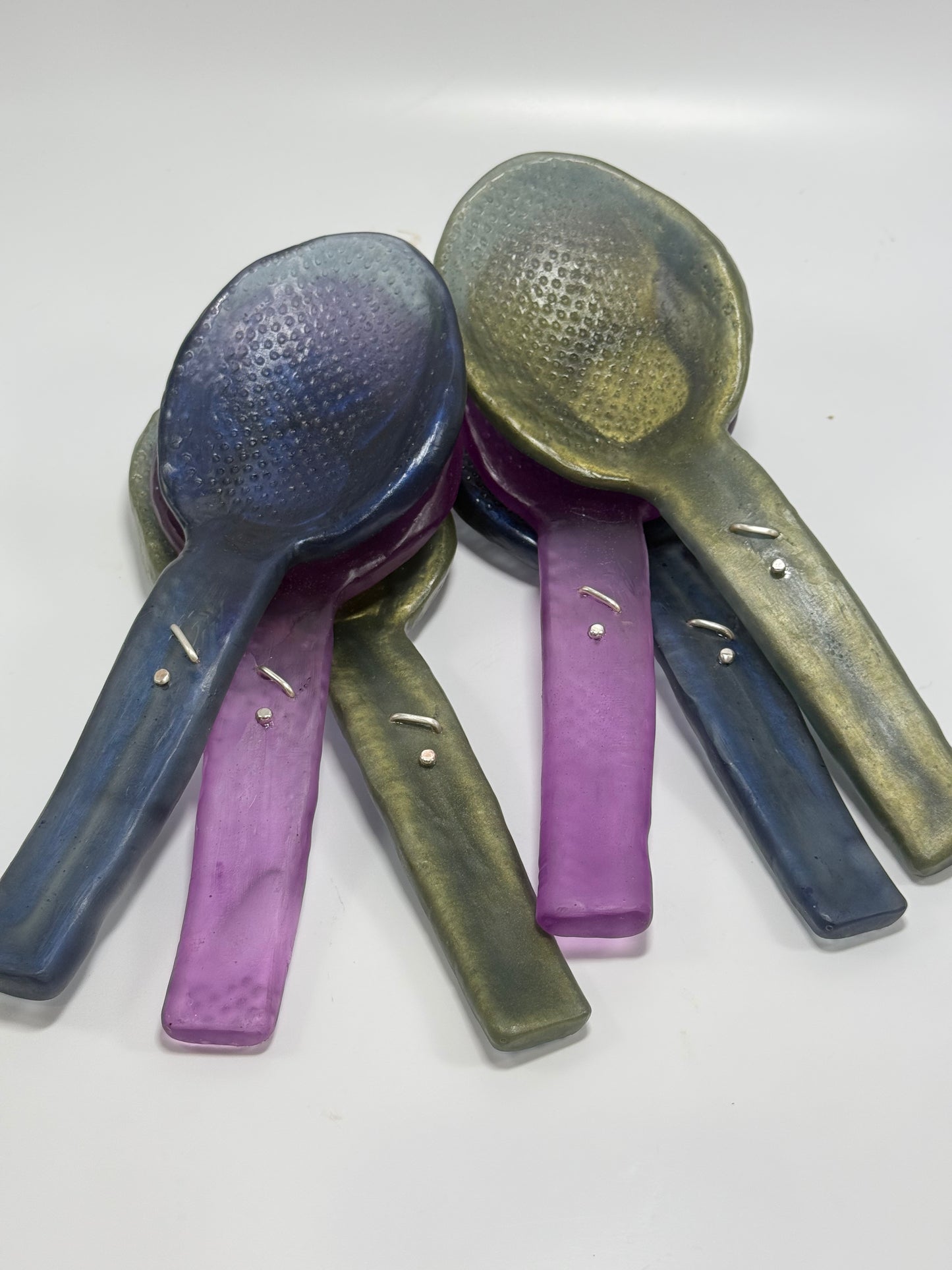 Salad Servers - Translucent Purple resin and silver