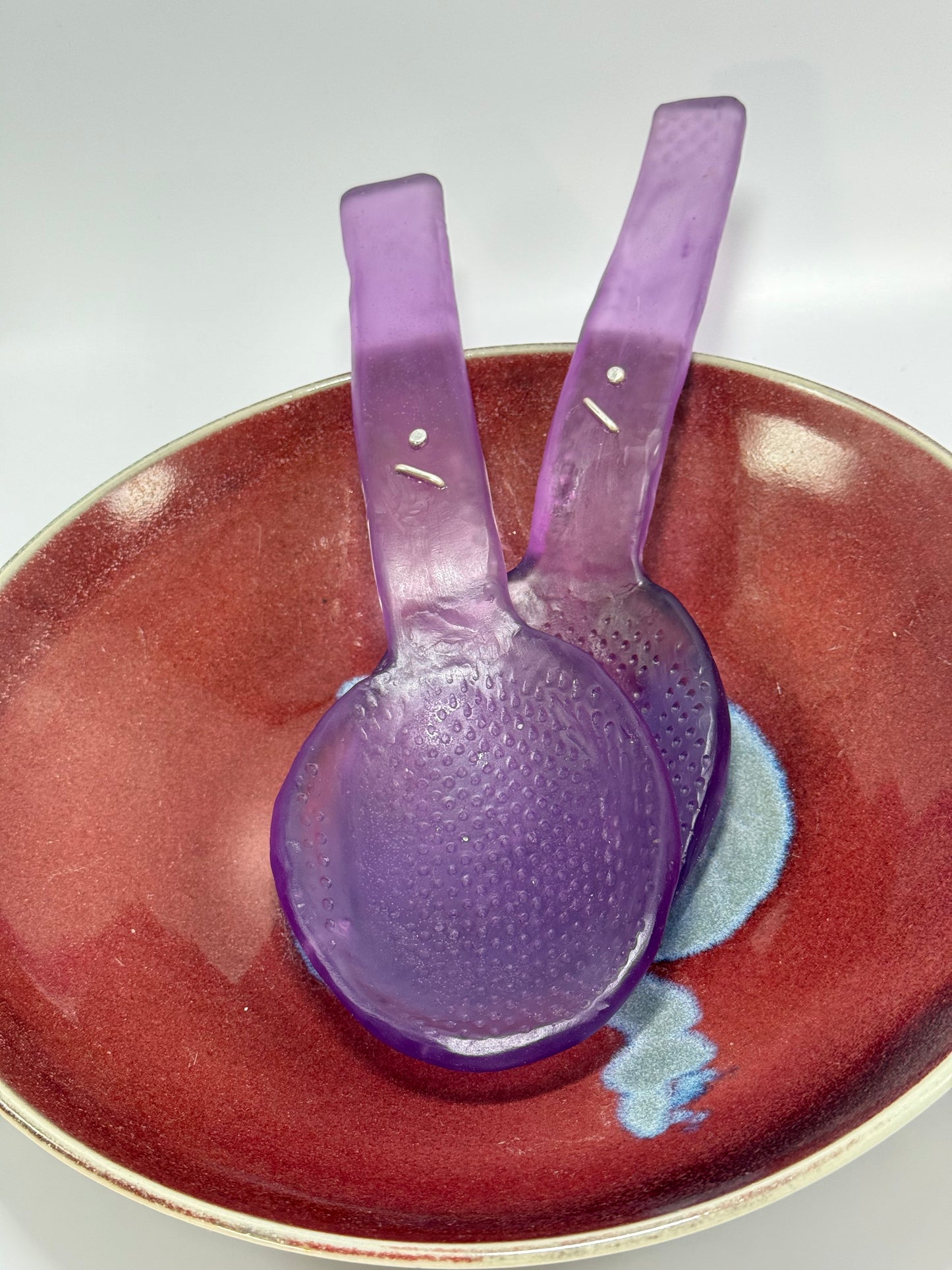 Salad Servers - Translucent Purple resin and silver