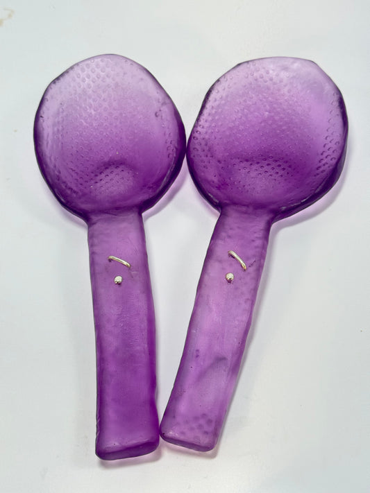 Salad Servers - Translucent Purple resin and silver