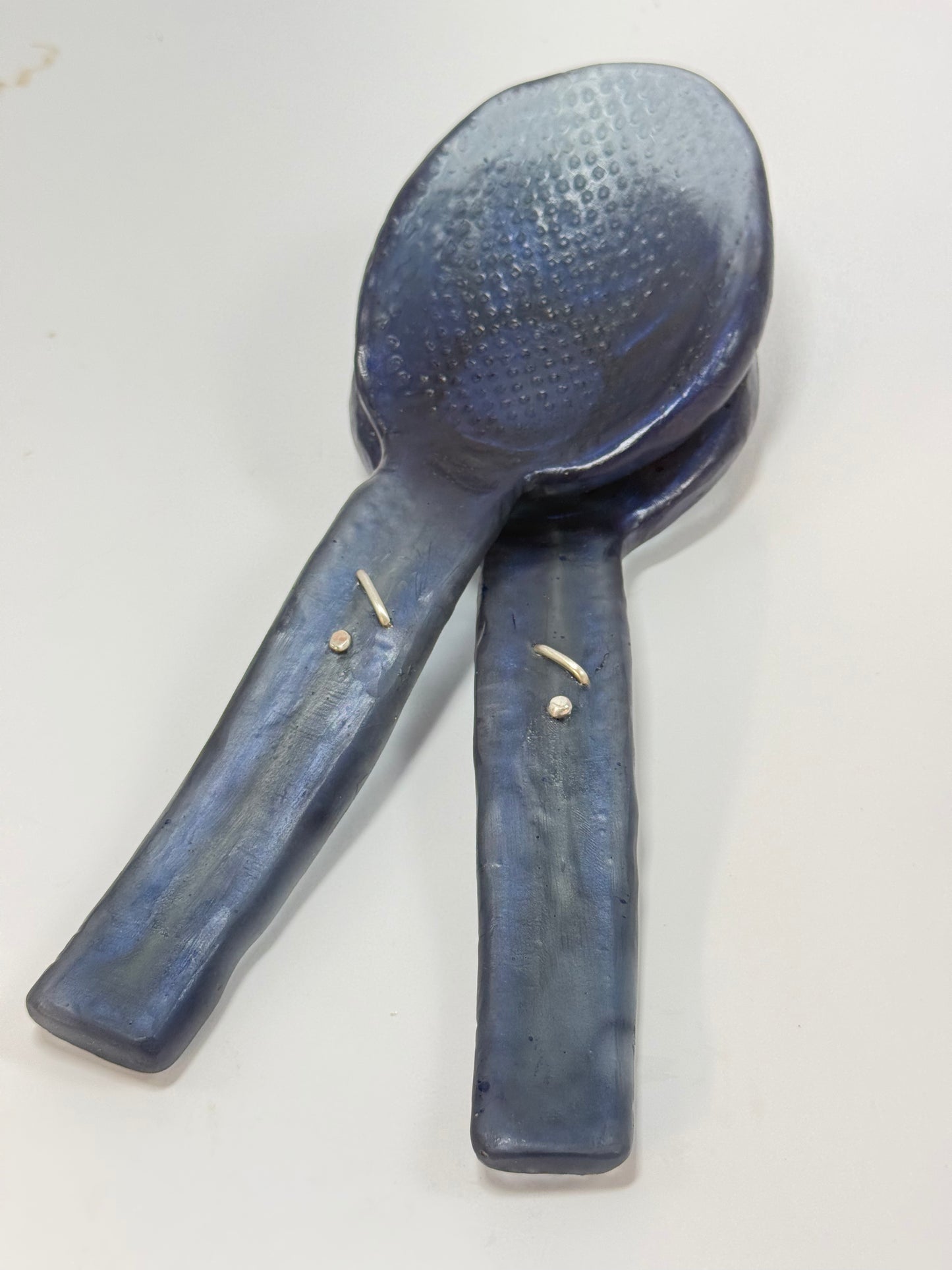 Salad Servers - Translucent Navy Blue resin and silver
