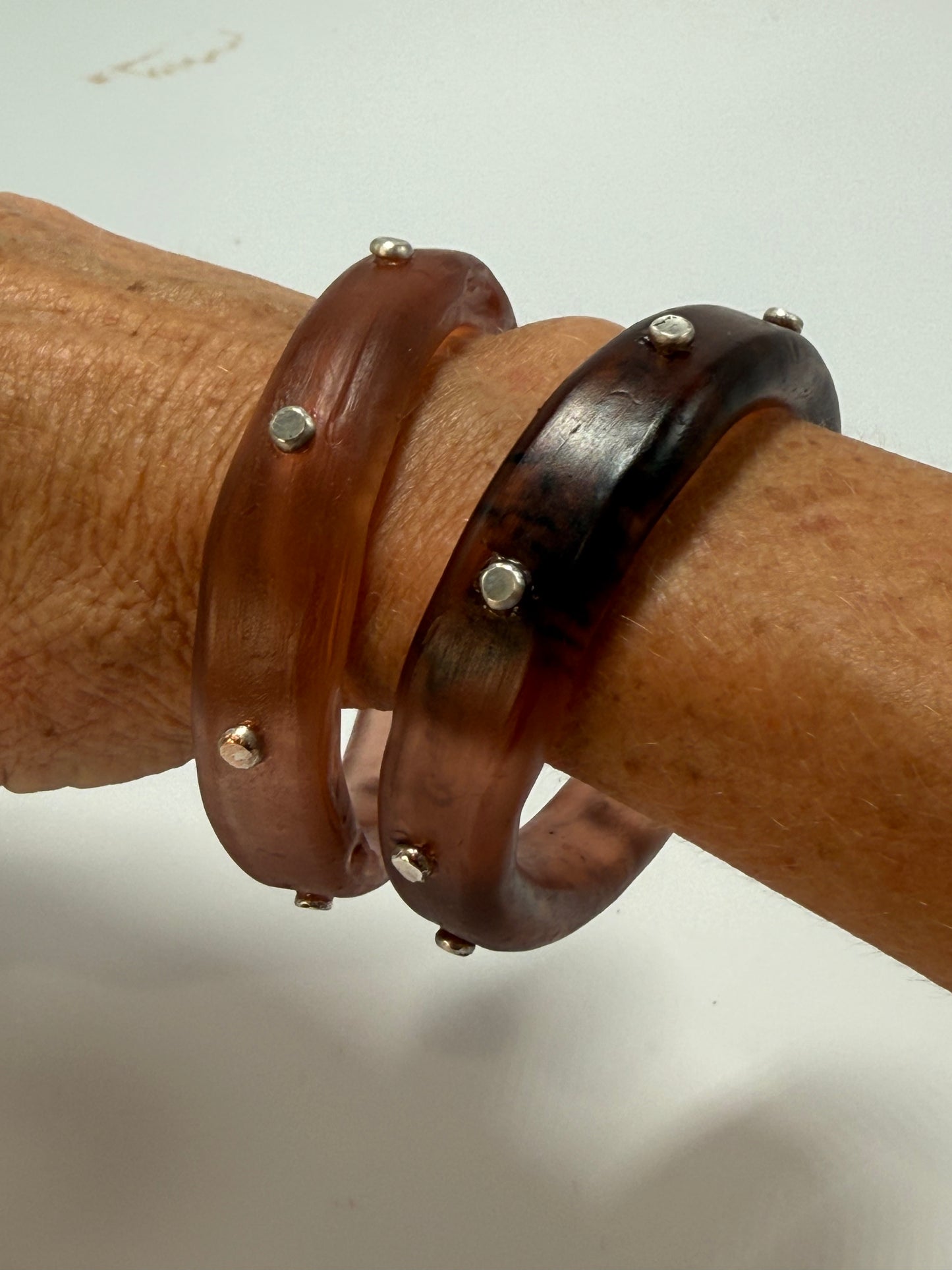 Brown resin Thick KWD Classic & silver Bangle