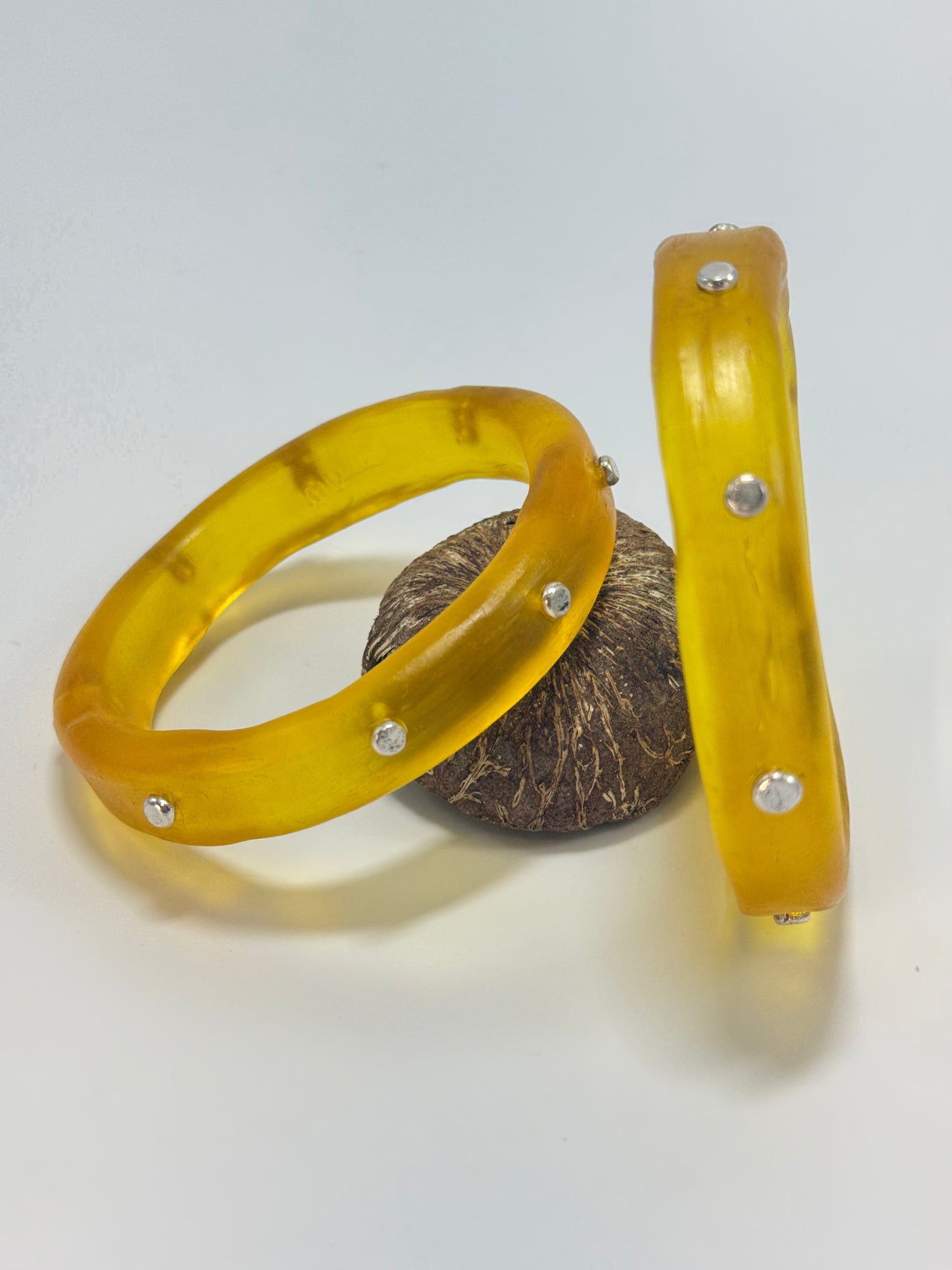 Translucent Yellow resin Thick KWD Classic & silver Bangle