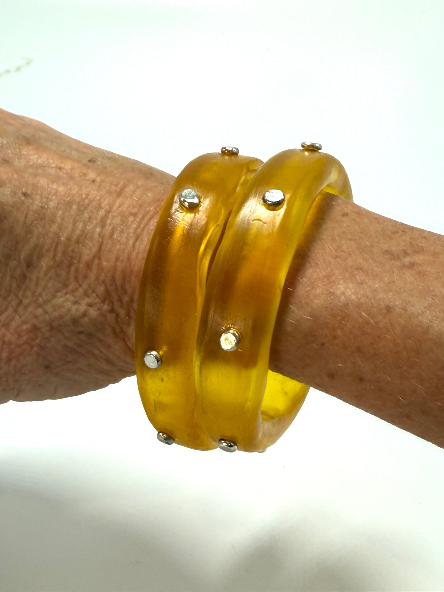 Translucent Yellow resin Thick KWD Classic & silver Bangle