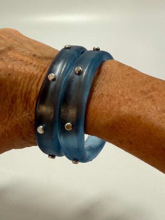 Translucent Blue resin Thick KWD Classic & silver Bangle